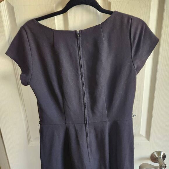 Merona size 6 small womens little black dress pleated knee length cap sleeve hig - Picture 6 of 6